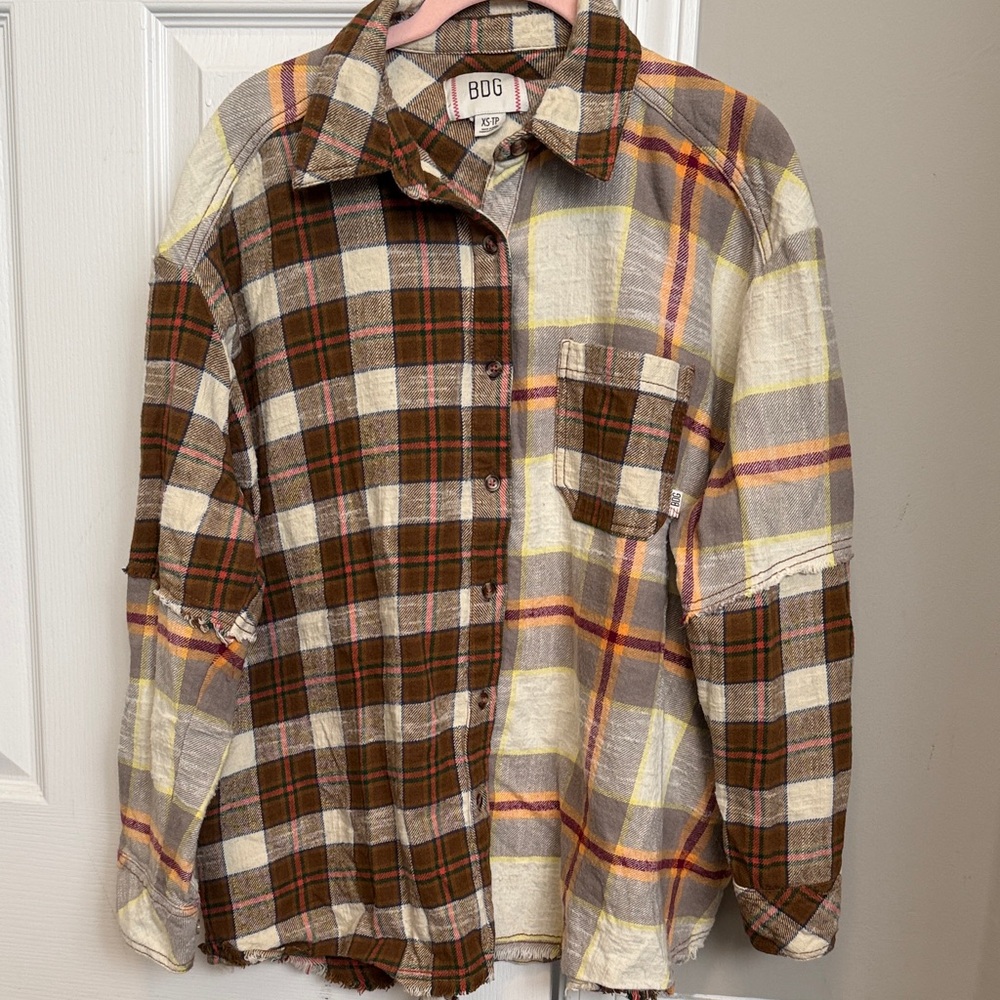 BDG Urban Outfitters Women's Patchwork Plaid Button Down Shirt Top - EUC Size XS
